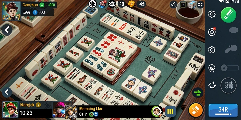 Tampilan gameplay seru dari game Mahjong 34R.