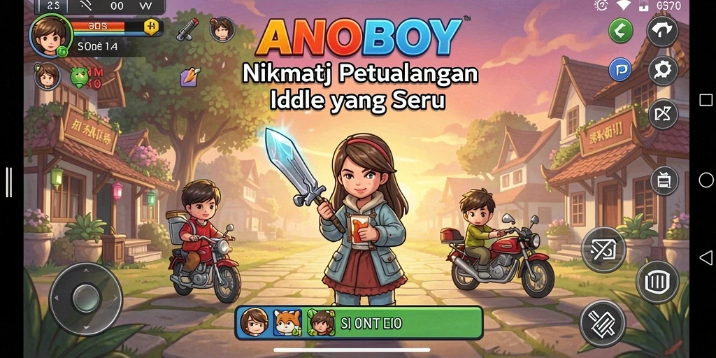 Tampilan menarik dari gameplay ANOBOY yang penuh warna