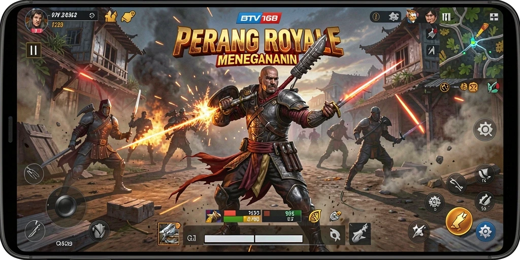Gameplay seru BTV168 di arena Battle Royale.