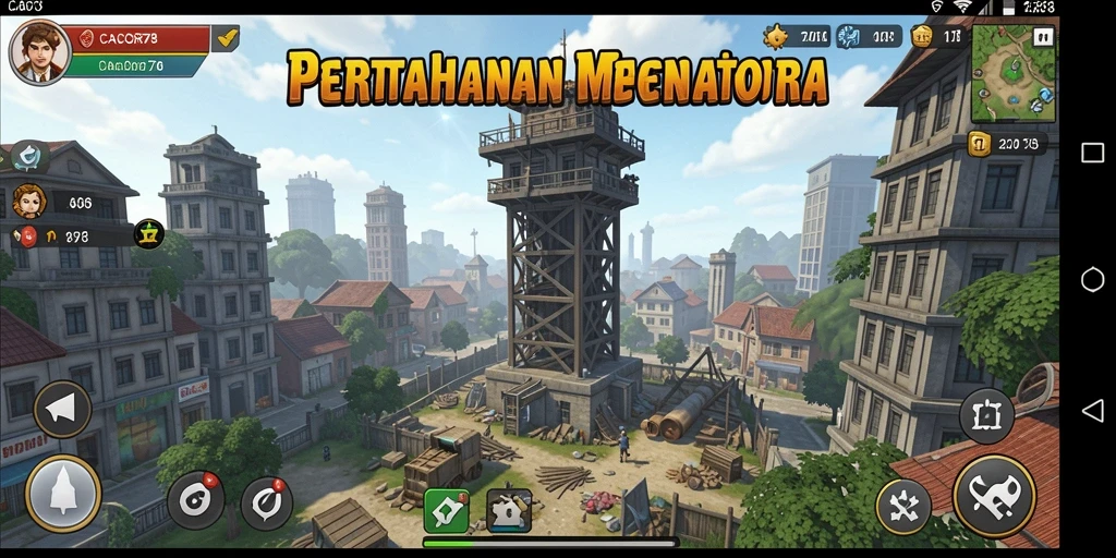 Gameplay seru CACOR78 di Tower Defense dengan berbagai menara.