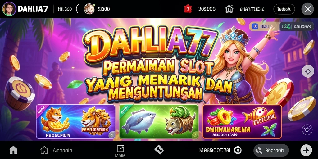 Tampilan gameplay seru DAHLIA77 dengan gulungan Slot yang menarik.