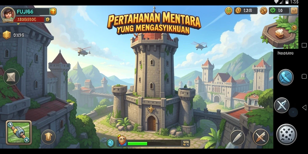 Tampilan gameplay menakjubkan dari FUJI66 dalam Tower Defense.