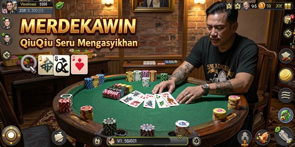 Tampilan permainan QiuQiu yang seru di MERDEKAWIN.