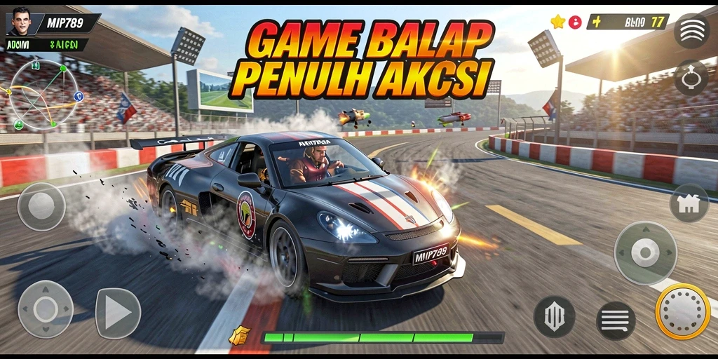 Tangkapan layar gameplay MVP789 menunjukkan aksi balap yang intens dan grafis menawan.