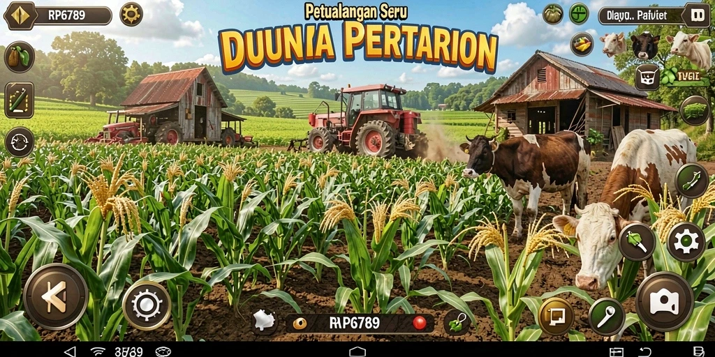 Screenshot gameplay RP6789 menunjukkan keseruan bertani dan berkebun.