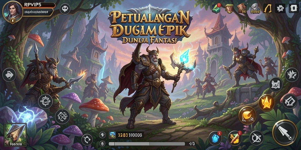 Screenshot RPVIP5 menampilkan aksi pertarungan seru di dunia fantasi.