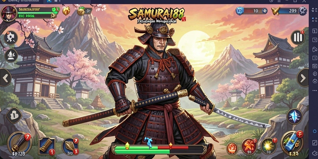Tangkapan layar dari gameplay <strong>SAMURAI88</strong> yang menunjukkan aksi mendebarkan dalam petualangan samurai.
