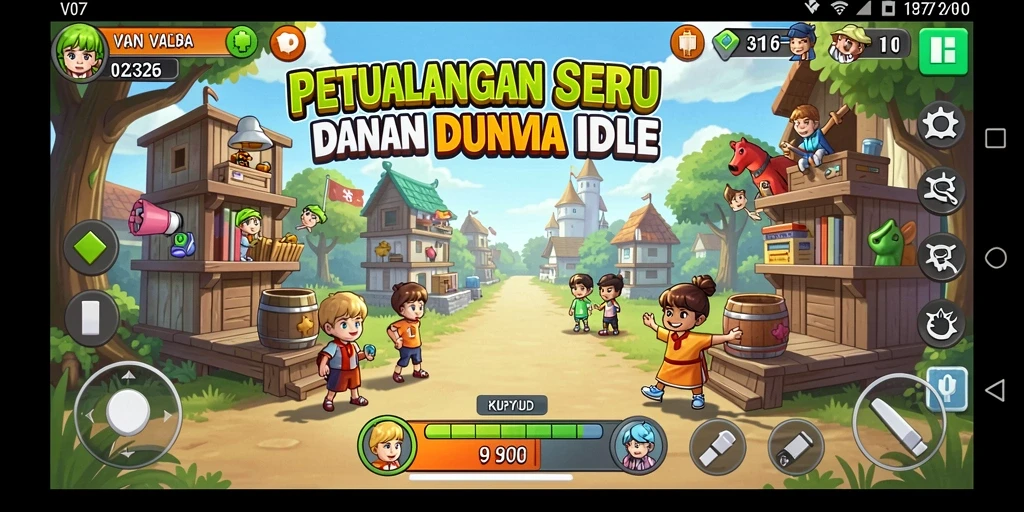 Tangkapan layar game V07 yang menunjukkan momen gameplay Idle yang menawan.