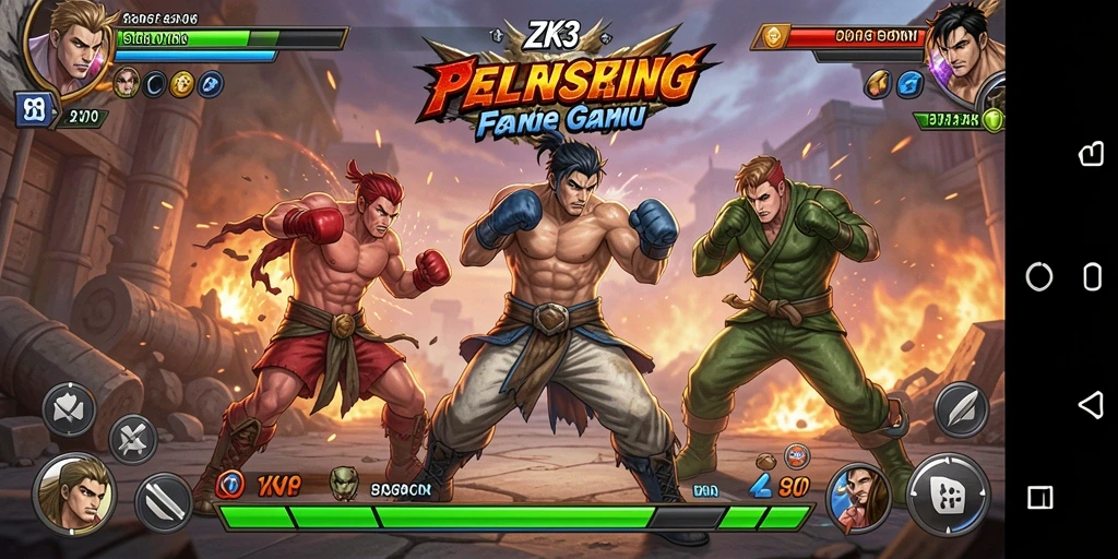 Tampilan gameplay seru dari ZK3 yang penuh aksi pertarungan.